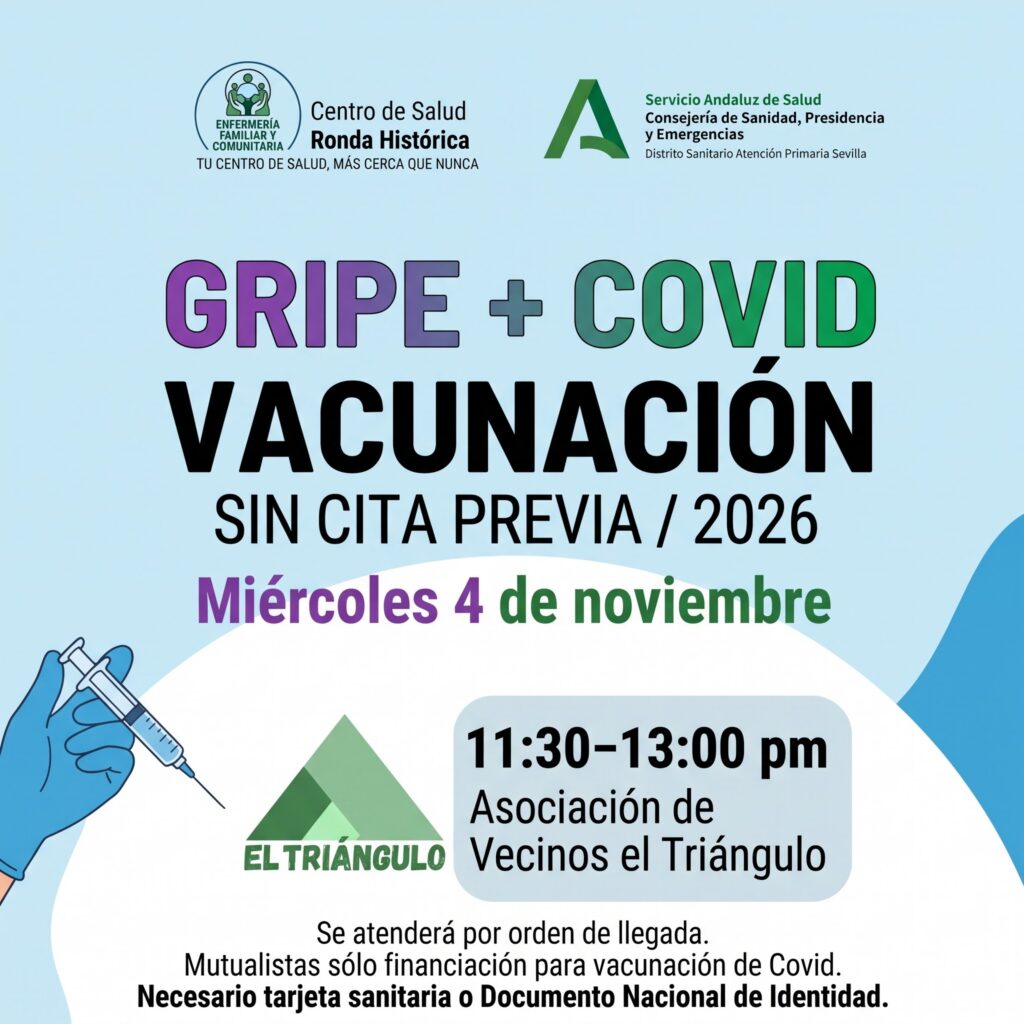 Próxima jornada de vacunación contra la Gripe y el COVID-19 en nuestra sede